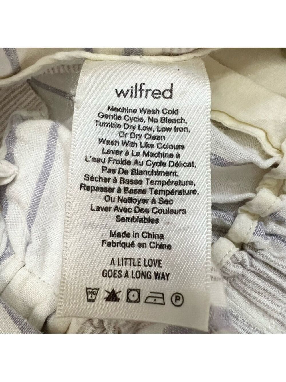 Aritzia Wilfred Gelas 100% linen striped belted paper bag shorts 2 - Picture 9 of 11